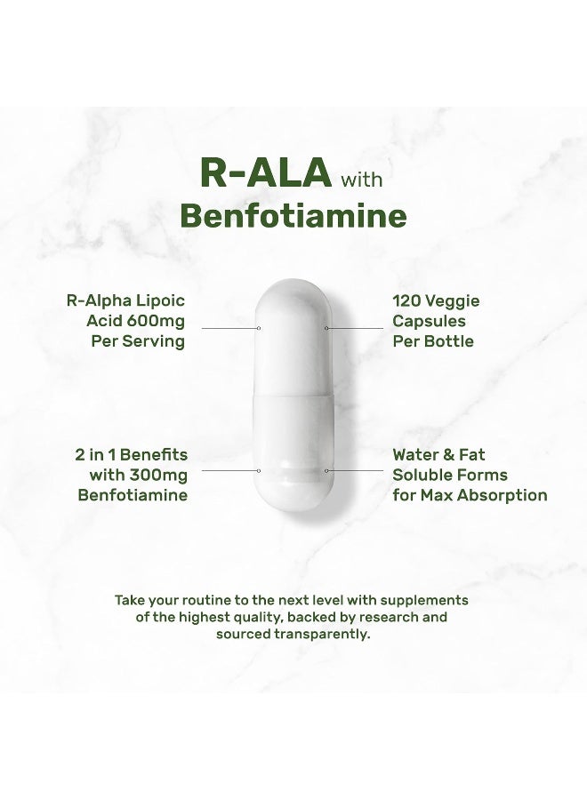 DEAL SUPPLEMENT R Alpha Lipoic Acid 600mg with Benfotiamine 300mg Per Serving, 120 Veggie Capsules - Image 3